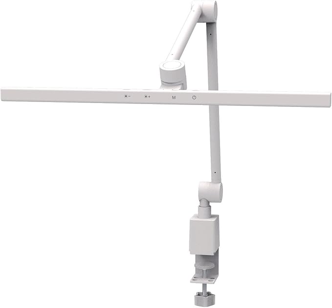 deeloop 2-Arms Swing Long LED Desk Lamp with Clamp, CRI 95+ Eye-Caring Light, USB Charging Output, 2-Hour Timer, Dimmable Desk Light with Memory, Architect Desk Lamps for Home Office Reading &Monitor