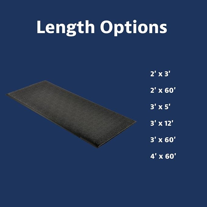 Notrax 411 Sof-Tred™ 3' x 12' x 3/8" Anti Fatigue Mat, Enhanced Slip Resistance with Beveled Edges and Pebbled Surface, Ideal for Industrial and Commercial Workplaces, Black, 411S3312BL