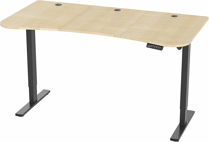VIVO Electric 63 x 32 in Standing Desk, Memory Height Adjustment, 1B Series, Light Wood Top Black Frame, DESK-KIT-1B1C
