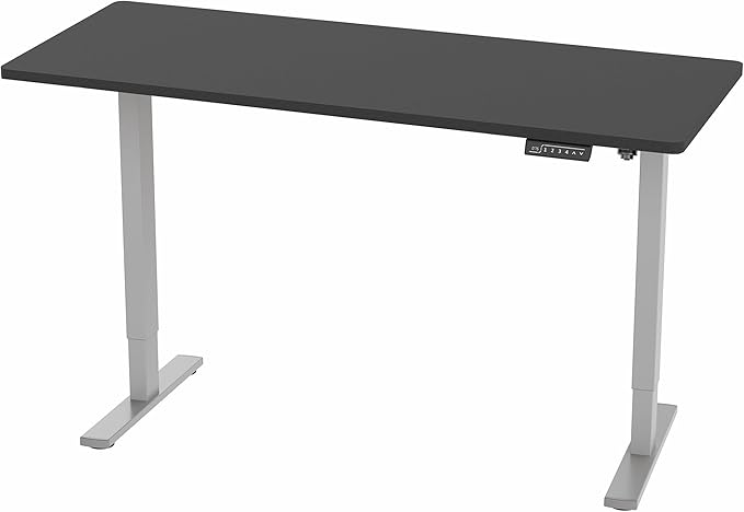 VIVO Electric 60 x 24 in Standing Desk, Memory Height Adjustment, 1B Series, One-Piece Black Top, Gray Frame, DESK-KIT-1G6B
