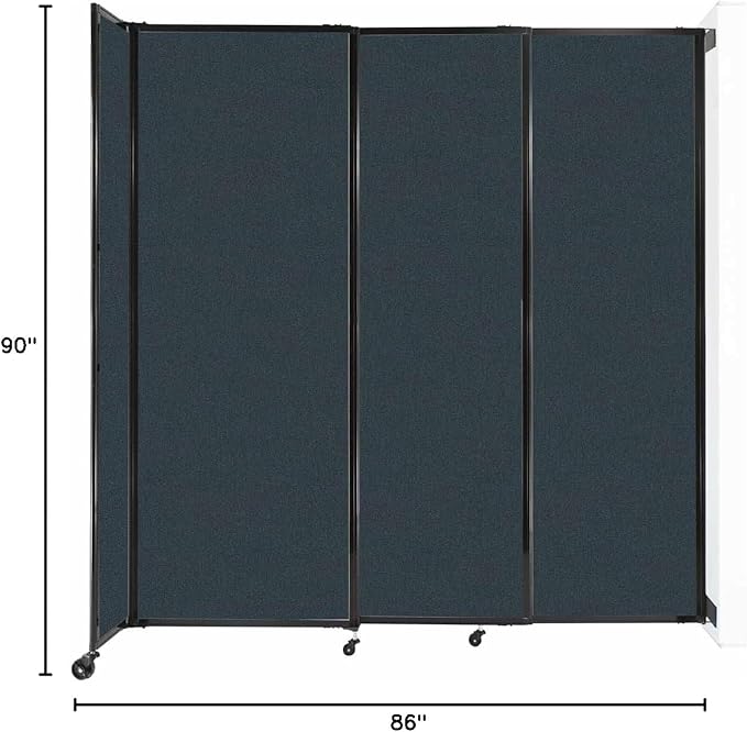 Wall-Mounted Sliding StraightWall Room Divider | Adjustable Widths | Locking Wheels | Room Separator | Up to 7'2" Wide x 7'6" Tall Blue Spruce Fabric Panels