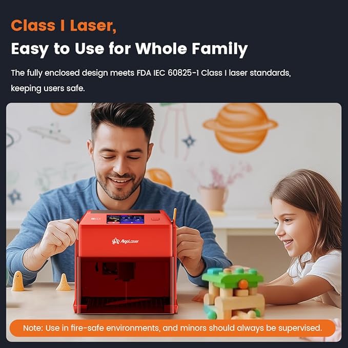 AlgoLaser 5W Laser Engraver Machine: Portable & Smart with 3.5" Touch Screen, Hand Drawing/Wireless/SD Card/Offline Engraving, AlgoOS 2.0 Self Developed System for Wood, Acrylic, Leather