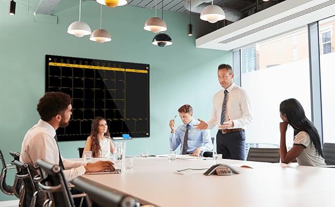 Magnetic Glass Planner Writeboard 36"X48" Monthly/Weekly 3 in 1 Calendar Premium Tempered Glass Dry Erase Boards Frameless Wall Mounted (Black)