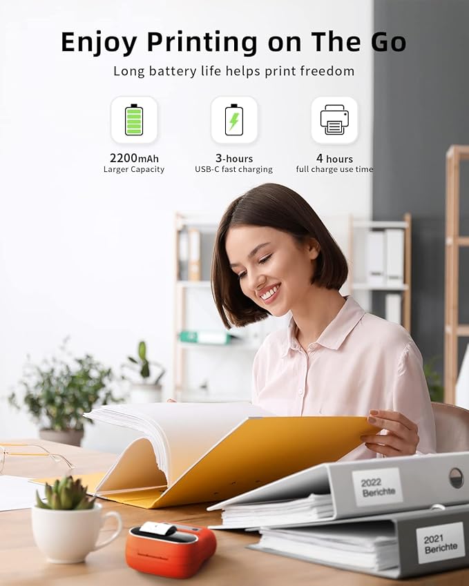 Phomemo M220 Label Maker, New Flagship Barcode Printer, 3.14 '' Bluetooth Thermal Label Printer, for Address, Mailing, Files,Small Printer Compatible with Android, iOS,with 3 Label, 80mm