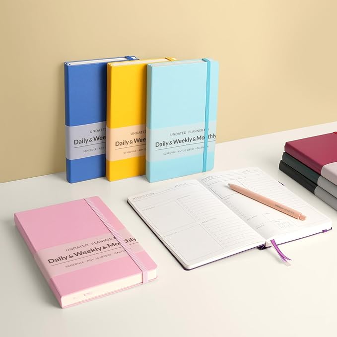 Undated Weekly Planner for 2025, Forvencer Daily & Weekly & Monthly Calendar Planner, Cute Daily Organizer Notebook, Agenda Journal to Track Goals & Tasks, Start Anytime, A5 Size, Dark Green