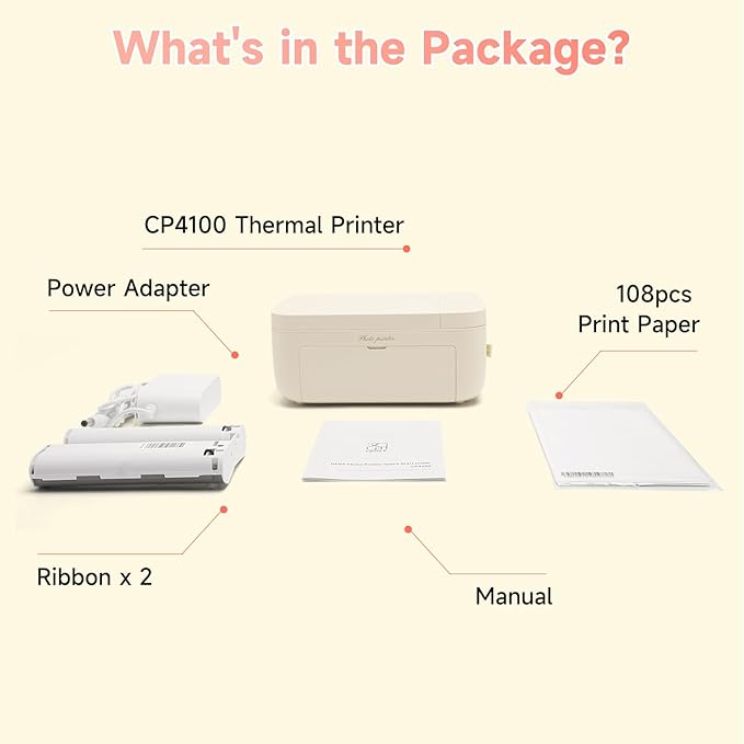 HPRT CP4100 4x6 Instant Photo Printer - Portable Phone Picture Printer + 108 Sheets & 2 Cartridges, Mobile, Wi-Fi, Premium Dye Sublimation (300 DPI) for Pro-Quality Home Prints - Creative Editing App