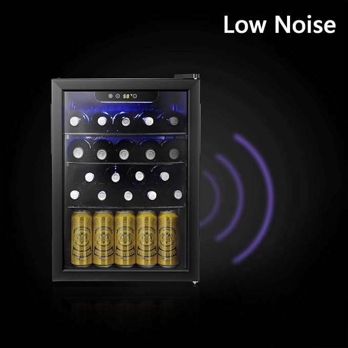 Antarctic Star 24 Bottle Wine Cooler/Cabinet Beverage Refrigerator Small Mini Wine Cellar Beer Soda Clear Glass Door Bar Fridge Quiet Operation Compressor Adjust Temp Control Freestanding, 2.4 Cu. ft