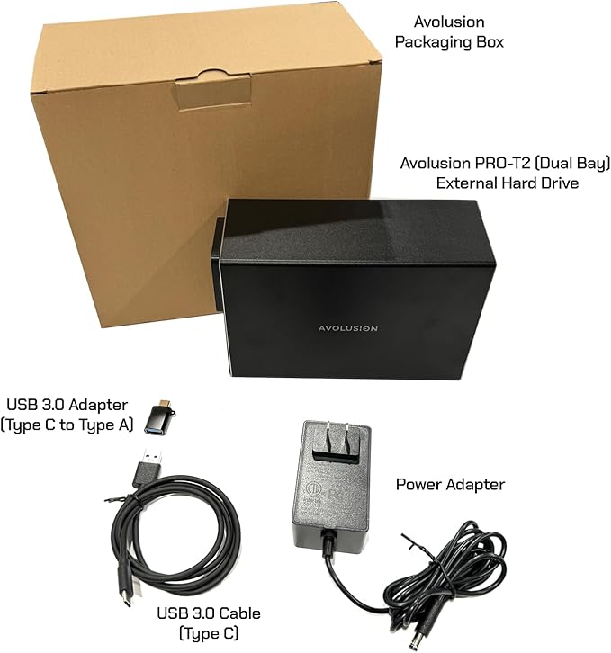 Avolusion PRO-T2 Series 44TB (22TB x2) Dual Bay USB 3.0 External Hard Drive (JBOD, RAID0, RAID1, Big) for Desktop PC / Laptop (Windows OS) (Renewed)