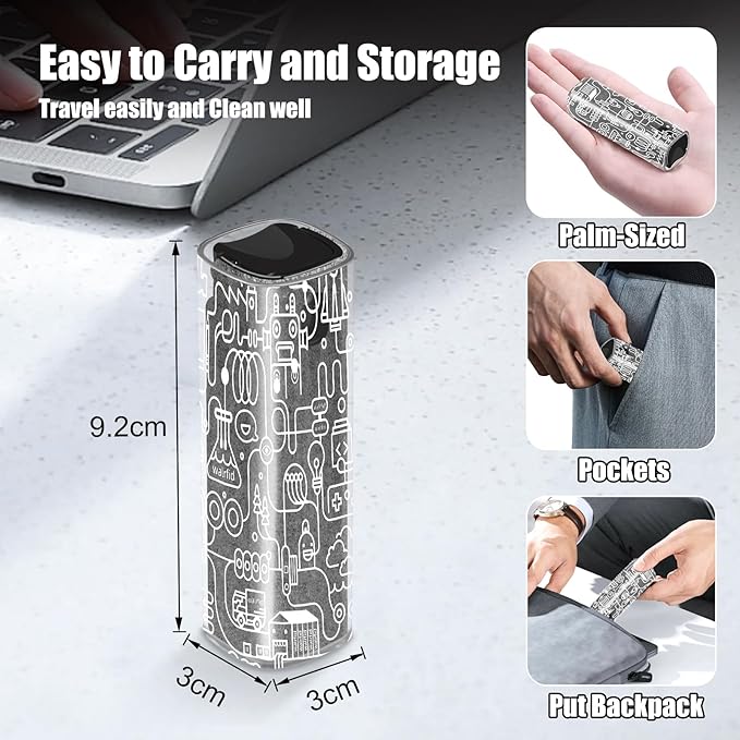 walrfid Car Screen Cleaner Spray and Wipe, Laptop Touchscreen Mist Cleaning Kit for Electronics Computer, iPad, CellPhone, MacBook, TV, Monitor, Tablet, Kindle Display, with White Graffiti Case - Grey