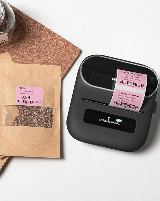 Phomemo Labels,Thermal Color Label,1.57'' x 1.18''Square Self-Adhesive Sticker Paper for Phomemo M110 M220 M221 M120 M108 M150 M250 M260 M160 M200 Printer, for Barcode,Name,Address (Pink/Blue/Khaki