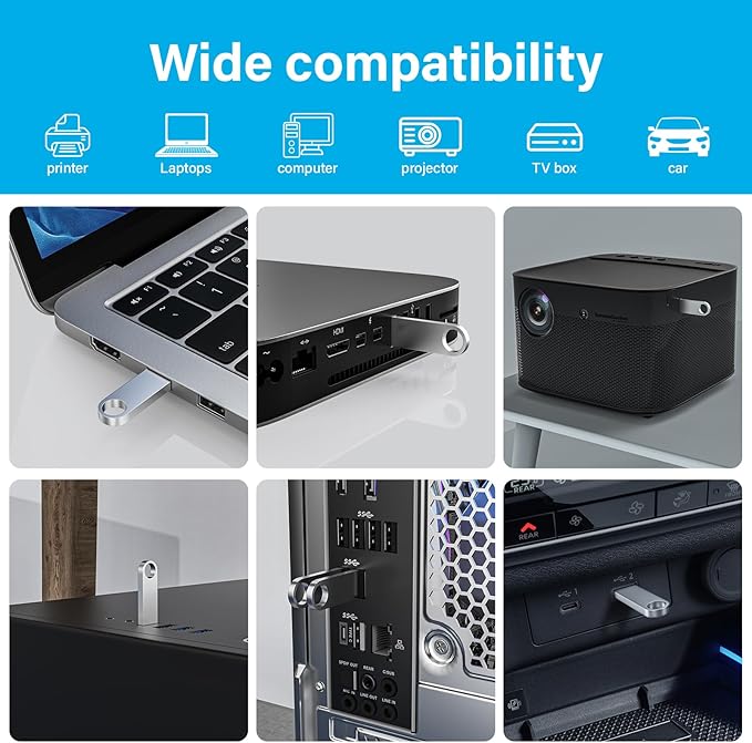 ABLAZE Custom Flash Drive 128GB 10 Pack, Personalized USB with Your Logo Metal Thumb Drives USB 2.0 Memory Stick Pendrive (Sliver)