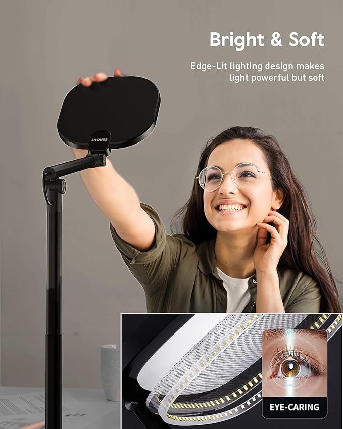 Led Desk Lamps for Home Office with Base, Tall Desk Lamp with 50 Light Modes & Memory and Timer Func Computer Light, Flexible Adjustable Table Lamps for Video Conference, Architect or Study(Black)