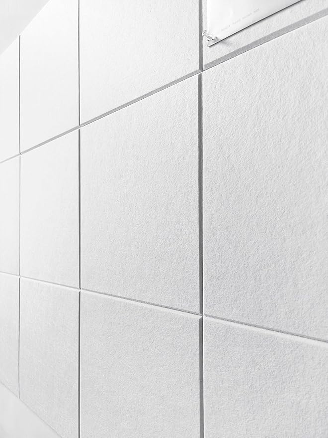 Large Cork Board Alternative - 12-Pack Felt Wall Tiles with Safe Removable Adhesive Tabs, Cork Wall Tiles Bulletin Board Home Office Essentials - Warm White