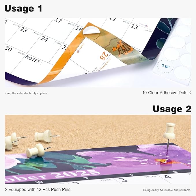 Ospelelf 32'' x 48'' Large Dry Erase Calendar for Wall 2025-2027, 2 Year Laminated Calendars Monthly Family Calendar for Office, Use July 2025 - June 2027 (Floral)