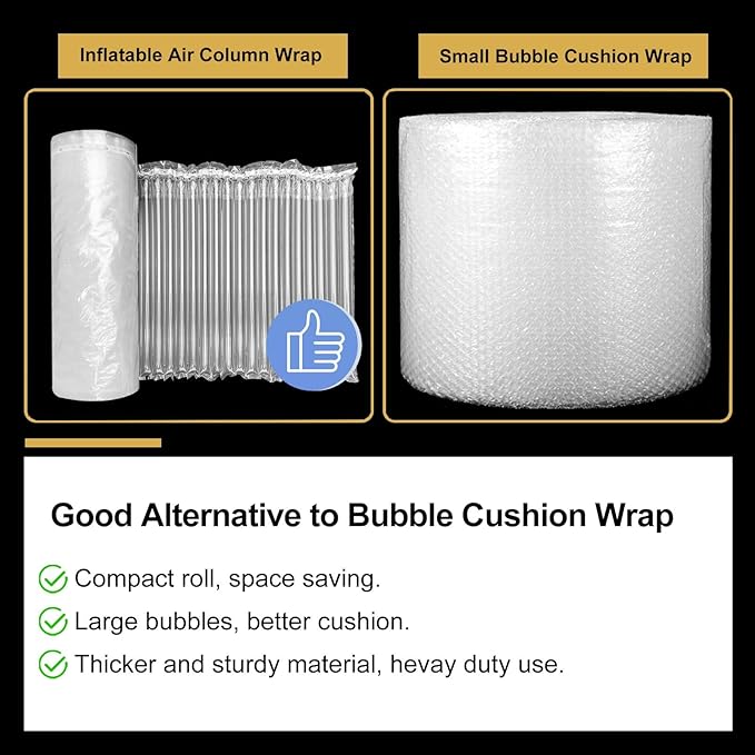 Large Bubble Cushioning Wrap for Packing 13.7inch*100feet, Inflatable Air Pillows for Shipping & Heavy Duty Moving Supplies Reusable Recyclable Packing Material for Fragile Items