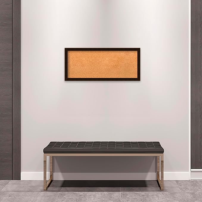 Amanti Art Natural Cork Board for Wall, 14x32 Vision Board with Brown Wood Frame, Medium Corkboard Office Decor for Home Organization, Rustic Farmhouse Corkboard Pinboard to display items for home