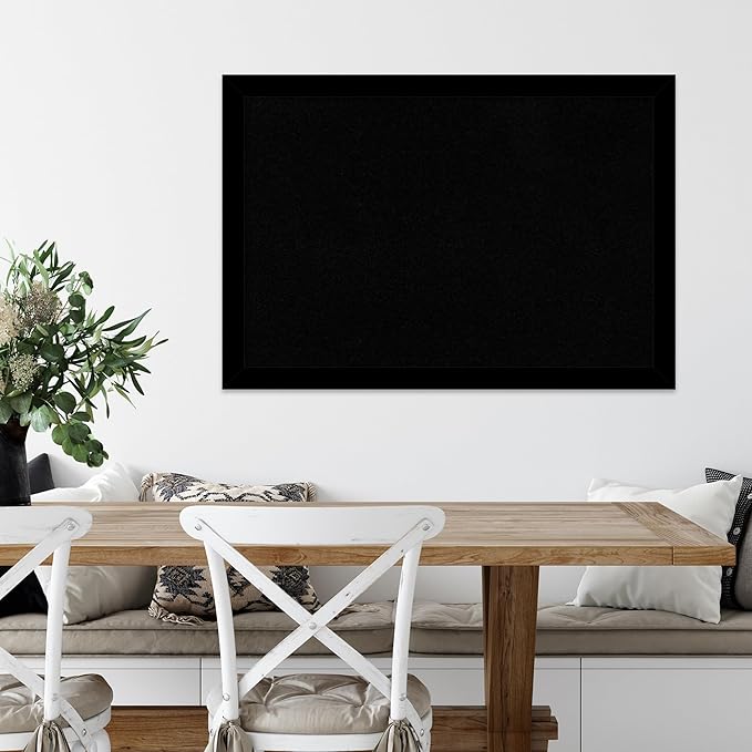 Amanti Art Black Cork Board for Wall, 27x39 Vision Board with Black Wood Frame, Large Corkboard Office Decor for Home Organization, Modern Corkboard Pinboard to Display Items for Home Organization in