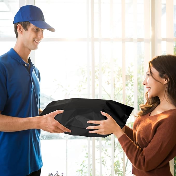 Large Poly Mailers 24x24 Inch 50 Pcs, Extra Large Shipping Bags for Clothing with Self-Sealing Tear-Resistant, Waterproof Poly Bags, Mailing Envelopes for Small Business (Black)