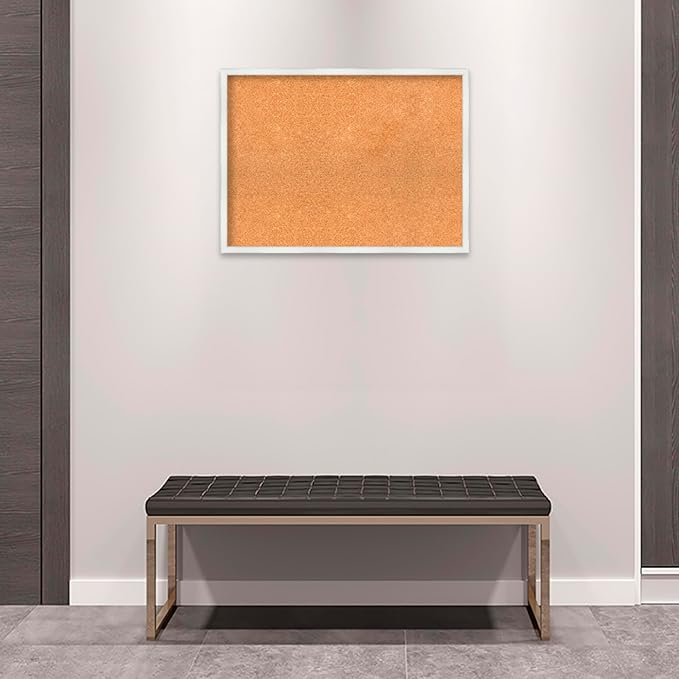 Amanti Art Natural Cork Board for Wall, 23x31 Vision Board with White Frame, Large Corkboard Office Decor for Home Organization, Country Rustic Corkboard Pinboard to Display Items for Home