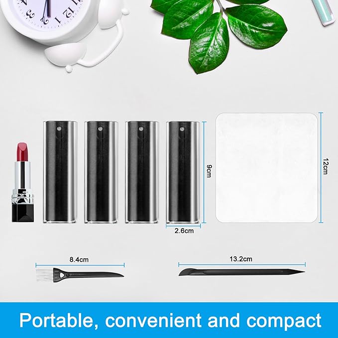 walrfid 4 Pack Screen Cleaner Spray and Wipe for Laptop Monitor and Car Screens, Phone Touchscreen Mist Cleaning Kit for Cellphone, Tablet, PC, Computer, LCD, MacBook, iPhone, iPad, Mac Pro - Black