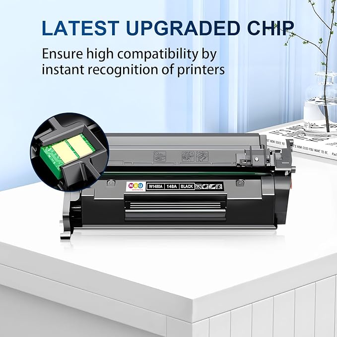 148A Black Toner Cartridges Compatible 148A W1480A 148X W1480X(with Chip) for Pro 4001dw 4001dn 4001n MFP 4101fdw 4101fdn Printer(2 Pack)