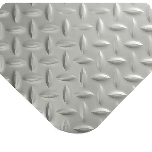 Wearwell 414.1516x3x74GY Diamond-Plate SpongeCote UltraSoft Mat, 74' Length x 3' Width x 15/16" Thick, Gray