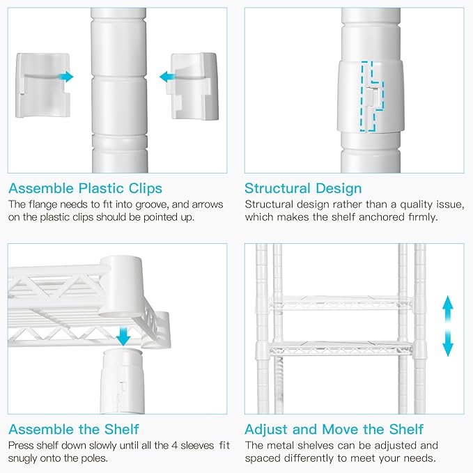 P1 Heavy Duty Garment Rack, 3 Tiers Adjustable Rolling Metal Closet Organizer with Lockable Wheels, FreeStanding Wardrobe with Double Hanger Rods & 1 Pair Hooks, Max Load 450 LBS, White