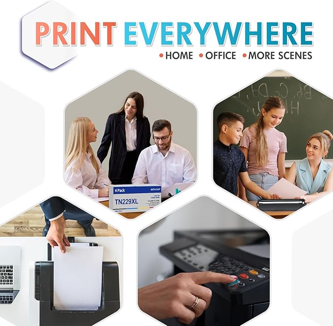 TN229XL TN229 Toner Cartridges 4 Pack MFC-L3780CDW MFC-L3720CDW Compatible for Brother TN229 TN229XL HL-L3280CDW HL-L3220CDW HL-L3300CDW HL-L3295CDW Printer TN 229XL TN-229XLBK/C/M/Y High Yield