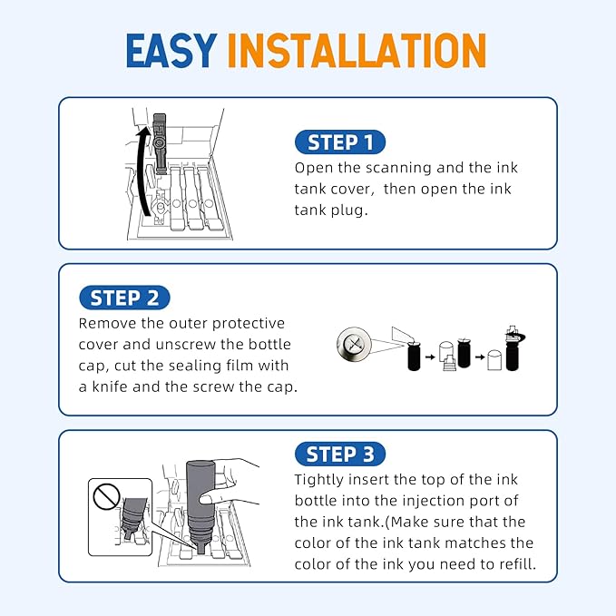 502 T502 Ink Refill Bottles Compatible for ET2760 ET2750 ET-3760 ET-2850 ET-15000 ST-4000 ST-2000 ET-3710 ET-3850 ET-3750 ET-4850 ET4750 ET2700 ST3000 ET3700 Printer(5 Pack)