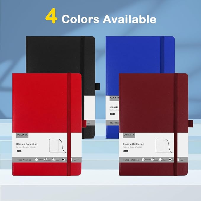 4 Pack Lined Journal Notebooks for Work, Travel, College, A5 Size 100 GSM Thick Paper, Classic Ruled, Hardcover Notepad for Writing 160 Pages, 5.5 x 8.3 inch - 4 Deep Multicolors