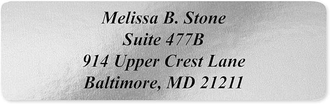 Silver Foil Personalized Return Address Labels Without Dispenser - Roll of 250 Custom Stickers
