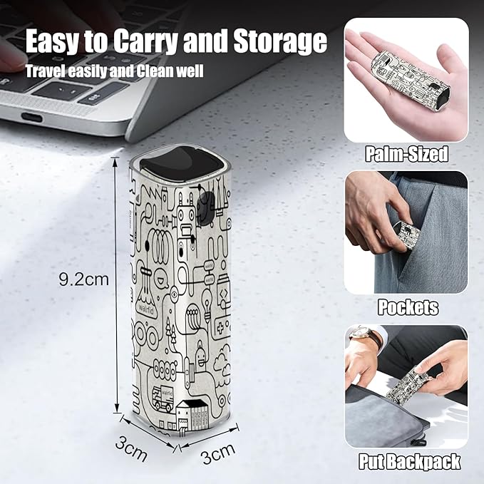 walrfid Laptop Screen Cleaner, Car Screen Cleaner Spray and Wipe, Phone Cleaning Kit for Electronic Computer, iPad, iPhone, MacBook, TV, Monitor, Tablet, Car Display, with Black Graffiti Case - Cream