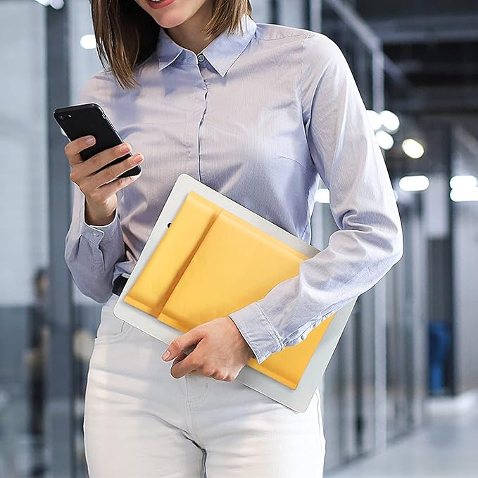 Fuxury Kraft Bubble Mailer 6x10 Inch 50 Pack,Strong Adhesion Padded Envelopes,Self Seal Bubble Envelopes, Waterproof Cushioned Bubble Mailers Packaging for Small Business,Bulk #0 Mailers Yellow