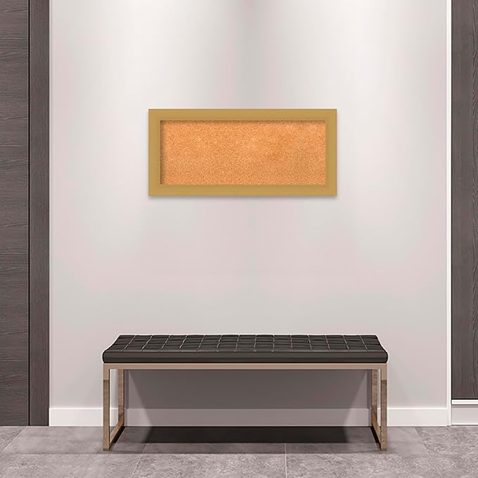Amanti Art Natural Cork Board for Wall, 16x34 Vision Board with Gold Frame, Medium Corkboard Office Decor for Home Organization, Casual Corkboard Pinboard to display items for home organization