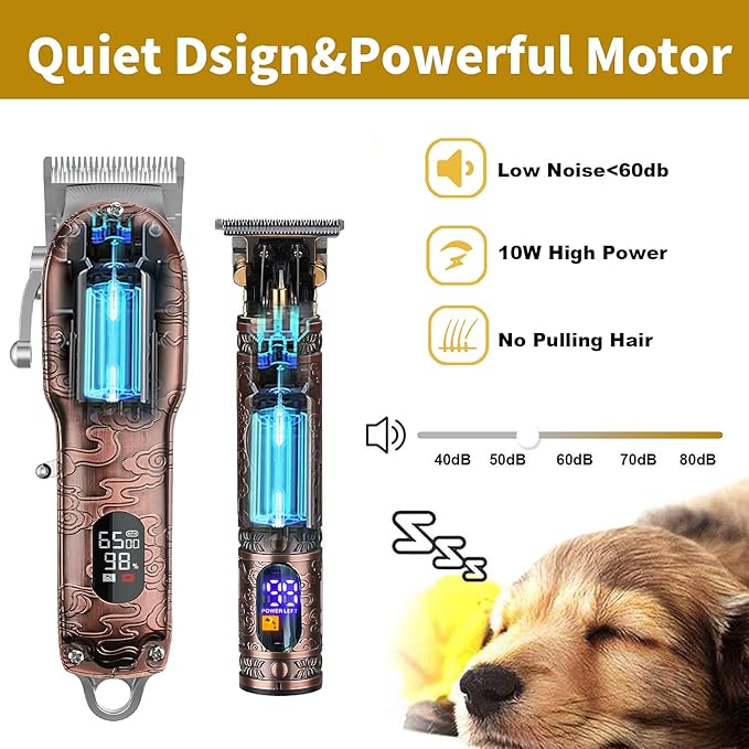 RESUXI Hair Clippers for Men with Barber Trimmer Set,Professional Haircut Clippers for Hair Cutting Grooming Kit,Cordless Beard Trimmer Hair Cutter Barber Accessories USB Rechargeable