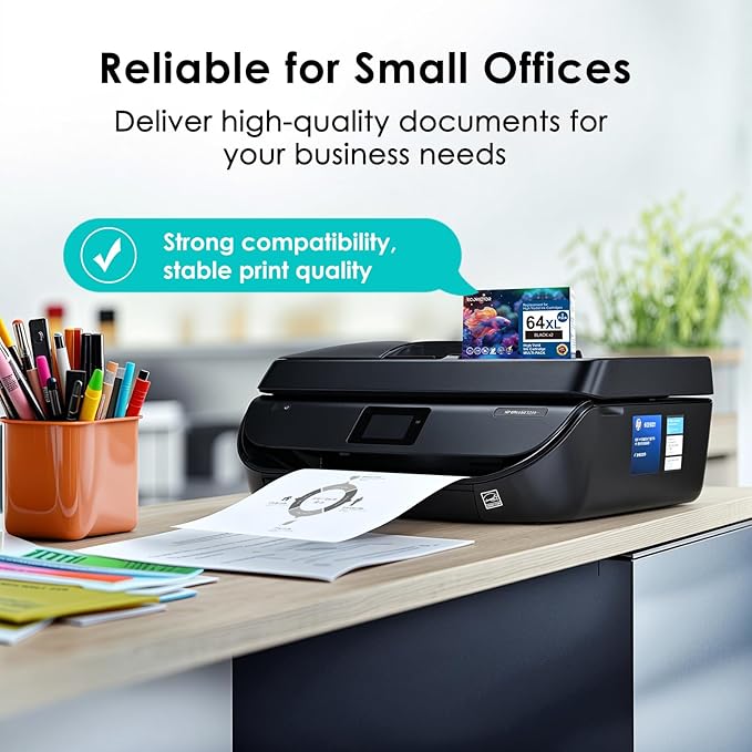 Remanufactured Ink Cartridge Replacement for HP Ink 64 Black HP64 XL HP64XL for Envy Photo 7858 7855 7120 7155 7100 7158 7164 6255 6252 6232 7800 Inspire 7200e 7900e 7955e Tango X Printer