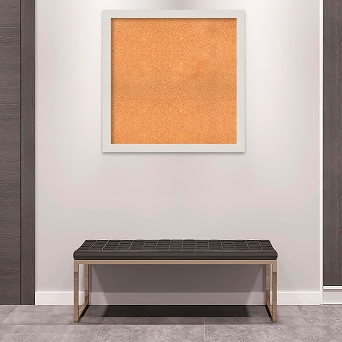 Amanti Art Natural Cork Board for Wall, 35x35 Vision Board with White Frame, Large Corkboard Office Decor for Home Organization, Country Rustic Corkboard Pinboard to Display Items for Home