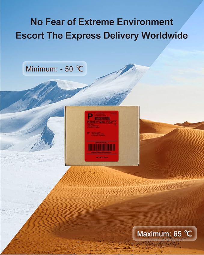 Phomemo 4x6 Thermal Label Printer Paper - 500 PCS Red 4"x6" Fan-Fold Shipping Supplies Labels - Water/Oilproof Label Stickers - Permanent Adhesive 4x6 Mailing Labels Paper for Thermal Printer