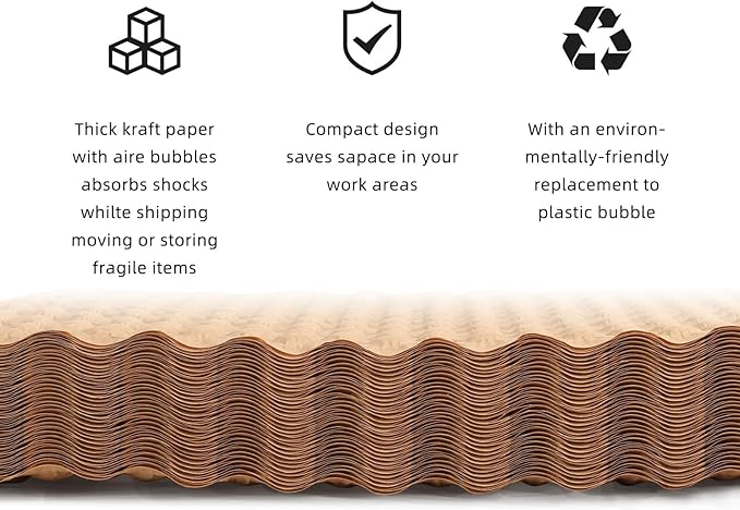 Bubble Paper Wrap 245ft*12in Packing Paper Sheets Durable Kraft Packing Paper for Moving Shipping and Storing Delicate Items Eco Friendly Packing Paper Alternative Paper Filler for Moving Boxes(Brown)