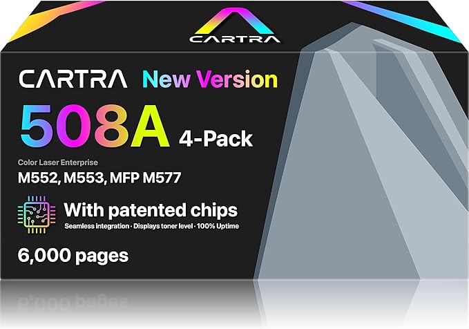 CARTRA 508A Toner Cartridges 4 Pack, Compatible Replacement for 508A Cyan Magenta Black Yellow Ink Cartridges for Color Printers, Work with Color Laser Printer M553 M577, Flow MFP M577 Series