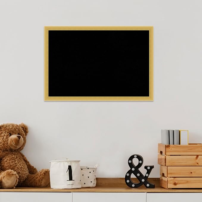 Amanti Art Black Cork Board for Wall, 13x19 Vision Board with Gold Wood Frame, Small Corkboard Office Decor for Home Organization, Modern Corkboard Pinboard to Display Items for Home Organization in