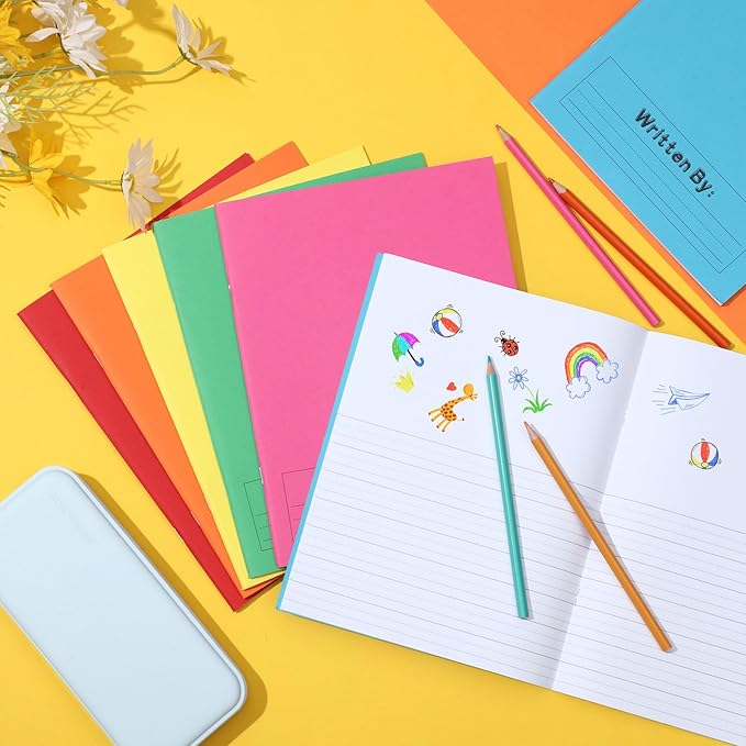 Henoyso 24 Pcs Primary Composition Notebook K-2 9 3/4 x 7 1/2 Inch Primary Journal, Back to School Supplies, Bulk Blank Writing Book for Kid to Write Draw Journal 60 Page Notebooks (Colorful)