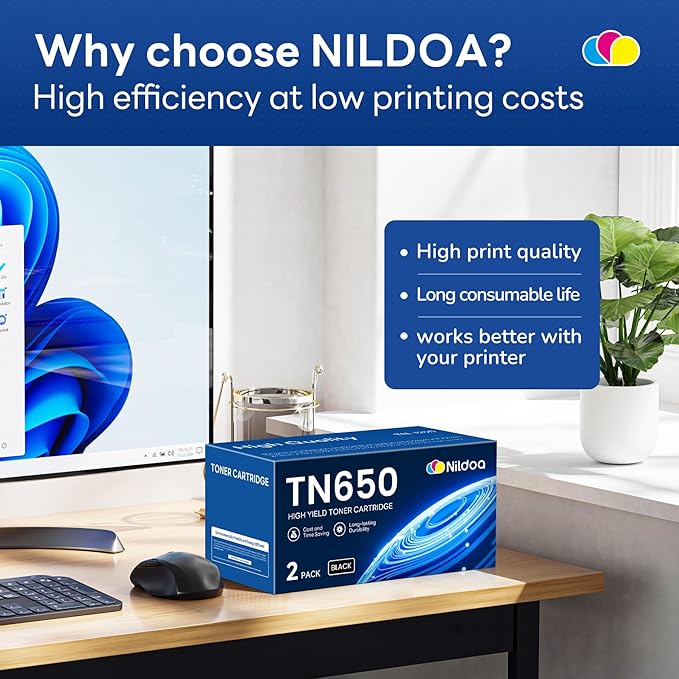 TN650 TN-650 Toner Cartridge Black 2 Pack Replacement for Brother TN-650 TN650 MFC-8690DW MFC-8480DN MFC-8890DW Printer Toner