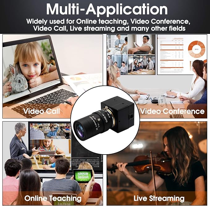 SVPRO USB Webcam with Zoom Lens 5-50mm, 10X Optical Zoom Manual Focus,High Resolution 3264x2448,Sony IMX179 Sensor,USB HD Computer Camera for Windows MAC Linux Android