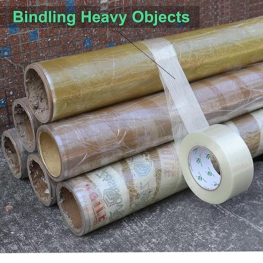 BOMEI PACK 18PACK Fiber Reinforced Packing Tape, 5.5Mil 2Inx 55Yds, Heavy Duty Strapping Tape 2inch