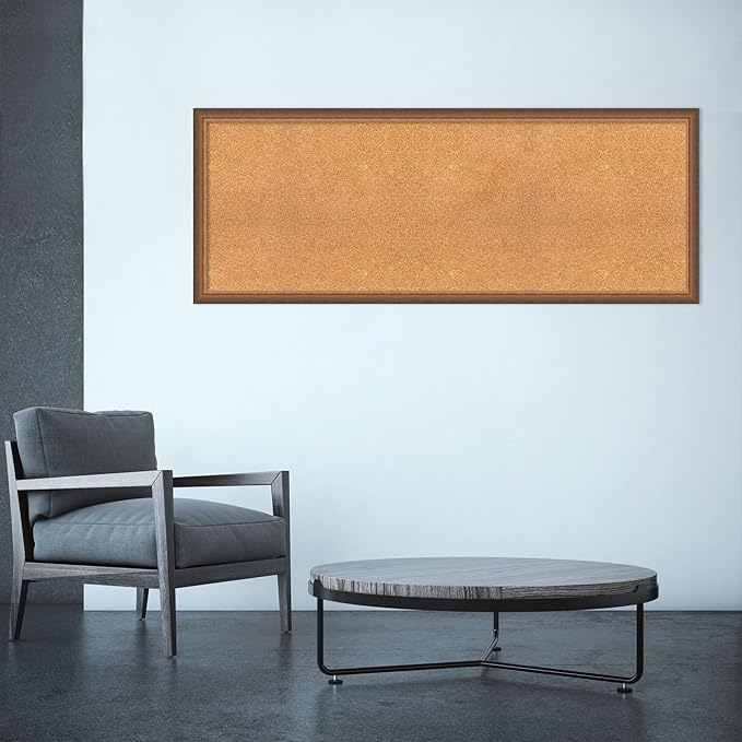 Amanti Art Natural Cork Board for Wall, 20x52 Vision Board with Bronze Frame, Oversize Corkboard Office Decor for Home Organization, Modern Corkboard Pinboard to Display Items for Home Organization