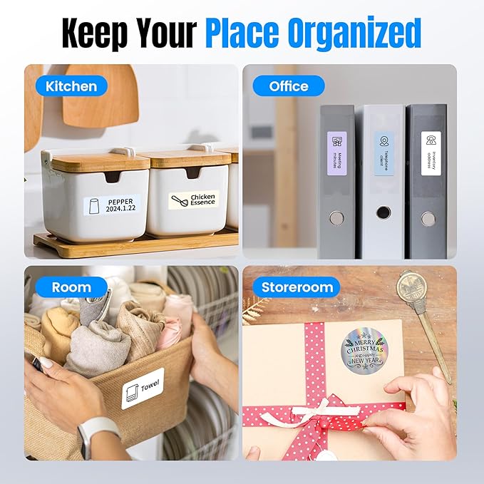 Label Maker, M102 Label Printer Bluetooth Label Machine with Tapes 1000+ Icons 300+Templates for Small Business, Office, Home, Kid School Items, Black