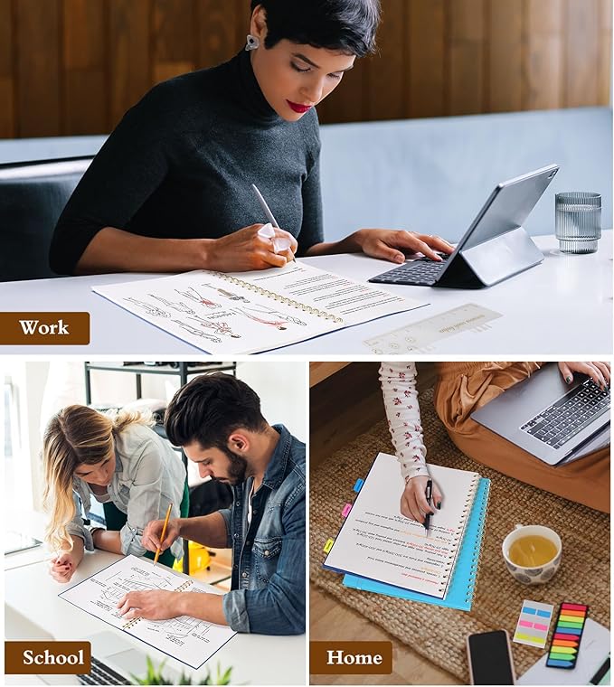 Dotted Notebook, Spiral Notebook Journal 8.5” x 11”, A4 Large Dot Grid Notebooks for Women Men, 100 GSM Dotted Paper, Plastic Hardcover Spiral Bullet Journals for Work School Sketching, Navy