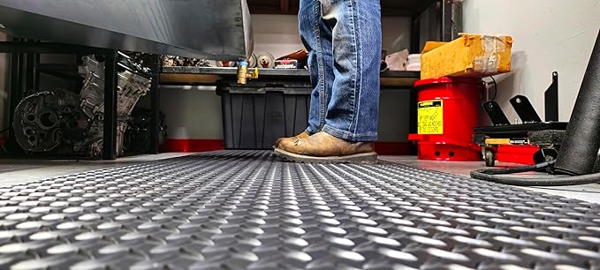 Rhino Mats, American Classic Diamond Anti-Fatigue Mats, Industrial Ergonomic Comfort Standing Mat for Work, Home, Garage, Office, Kitchen or Anywhere (Black 9/16" Thick, 3 FT. x 9 FT.)