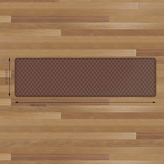 NewLife by GelPro Anti-Fatigue Designer Comfort Kitchen Floor Mat, 30x108" , Trellis Walnut Stain Resistant Surface with 3/4” Thick Ergo-foam Core for Health and Wellness